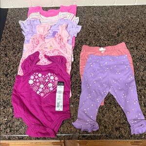 Okie Dokie Pink and Purple Bodysuits Set